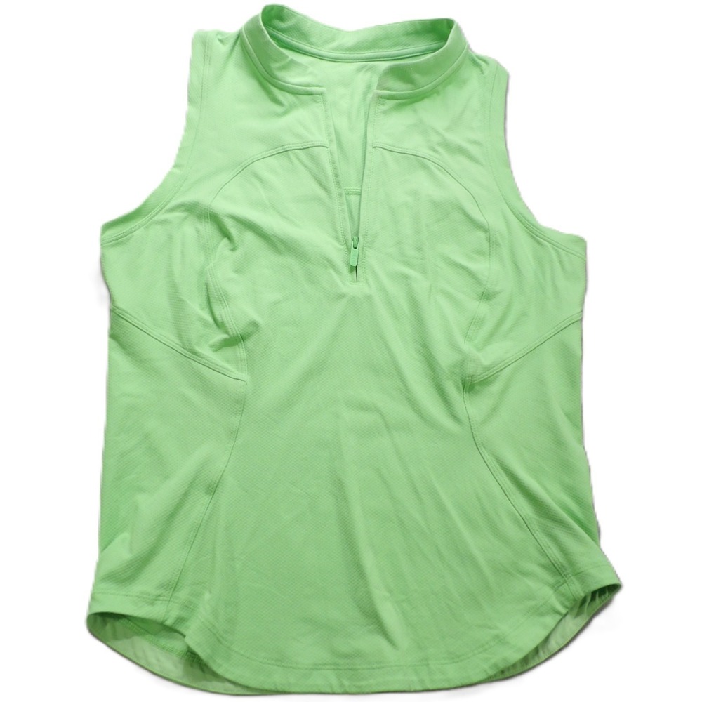 Lululemon Front 1/4 Zip Mock Neck Tennis Tank Women M Green Scream Green Light